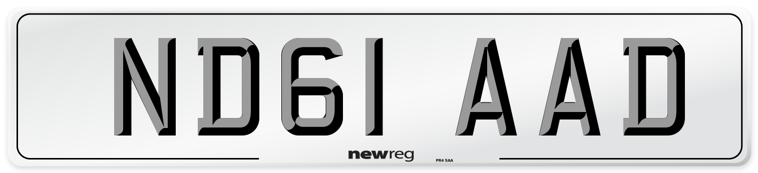 ND61 AAD Number Plate from New Reg